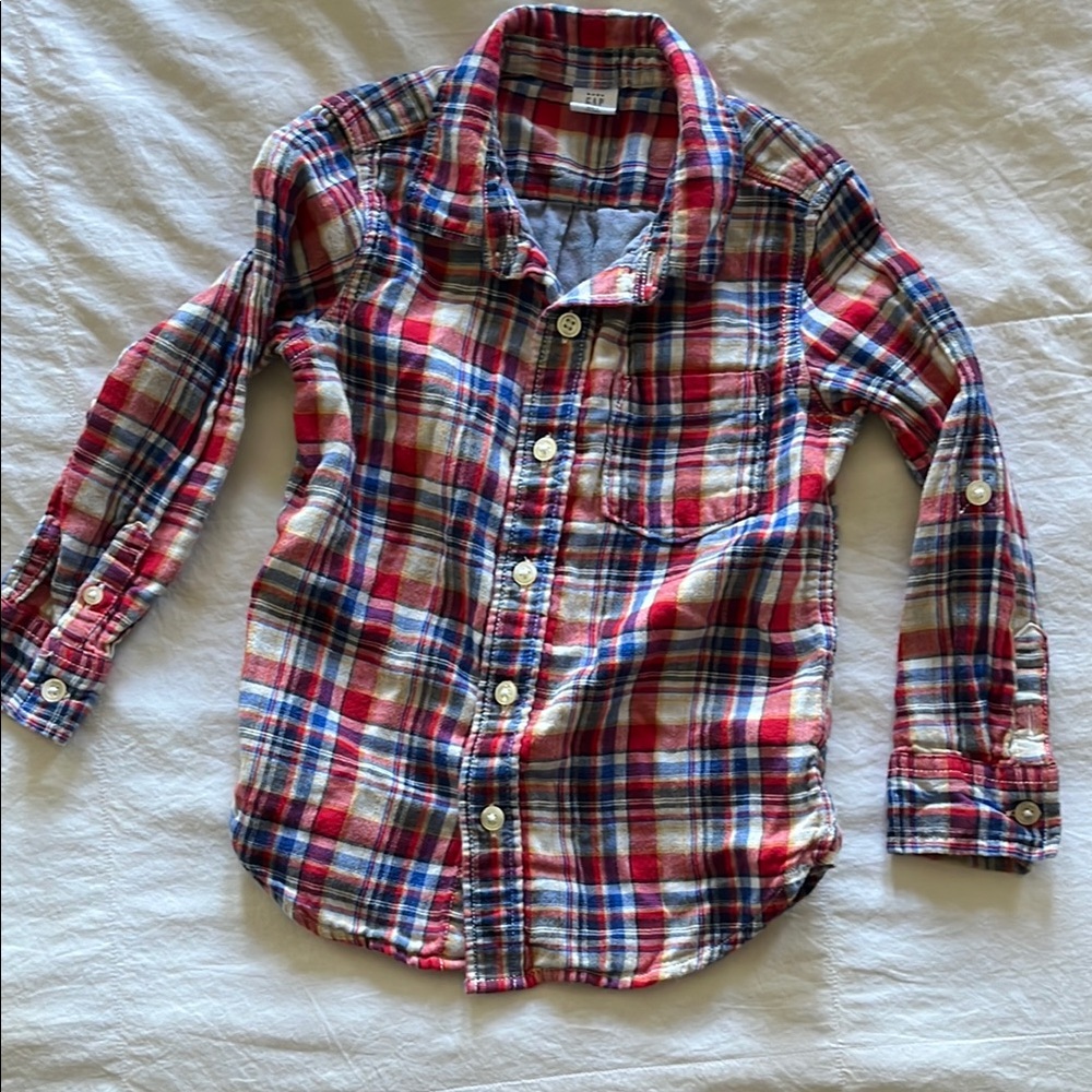 Baby Gap 100% Cotton Plaid Kids Shirt - Red and Blue